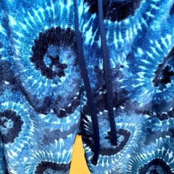 super soft rare flawless fleece Blue Tie-Dye Spiral Pants new Rare xl-xxl nwot - Picture 2 of 9
